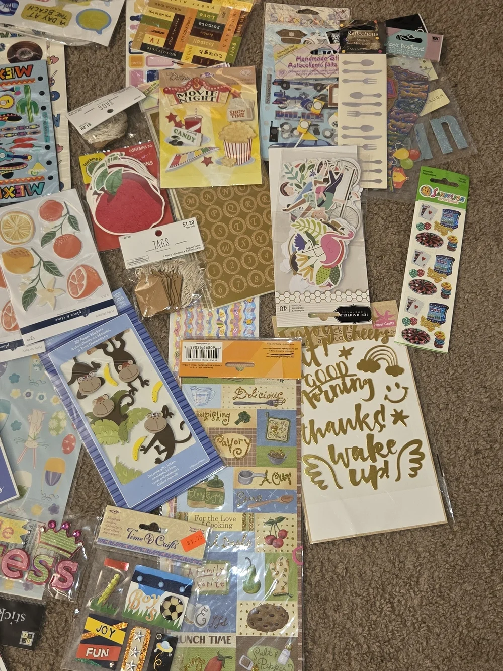 Assorted Party Craft Sticker Pack - Yellow, Green, Blue, Pink Accents